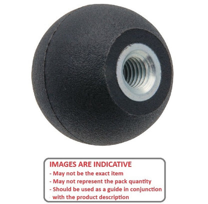 Ball Knob    M6 x 25 mm  - Threaded With Steel Insert Thermoplastic - Female - MBA  (Pack of 1)