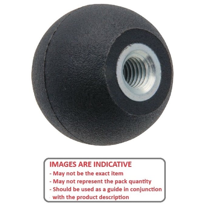 Ball Knob    M8 x 25 mm  - Threaded With Steel Insert Thermoplastic - Female - MBA  (Pack of 1)