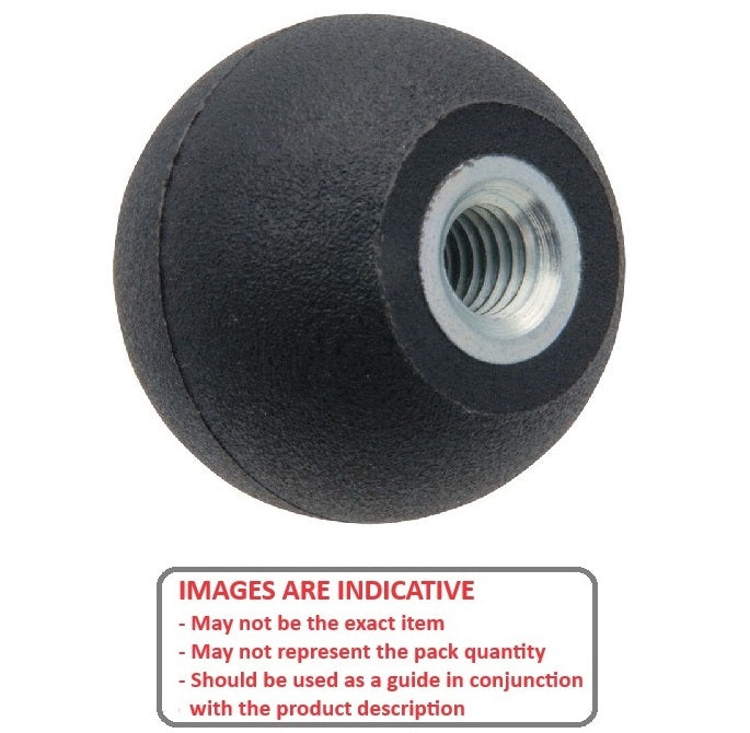 Bouton Boule M10 x 32 mm - Fileté Avec Insert Acier Thermoplastique - Femelle - MBA (Pack de 1)