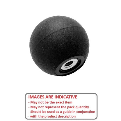 Ball Knob    1/4-20 UNC x 34.92 mm  - Threaded Rubber - Female - MBA  (Pack of 1)