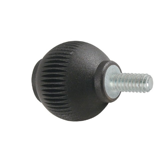 Pomello a sfera 1/2-13 UNC x 50,04 mm - Inserto in acciaio Novo-Grip in gomma e acciaio - Maschio - MBA (confezione da 1)