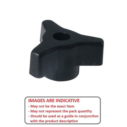 Tri Knob    1/4-20 UNC x 44.45 mm  - Steel Insert Polypropylene - Black - Through-Hole - MBA  (Pack of 1)