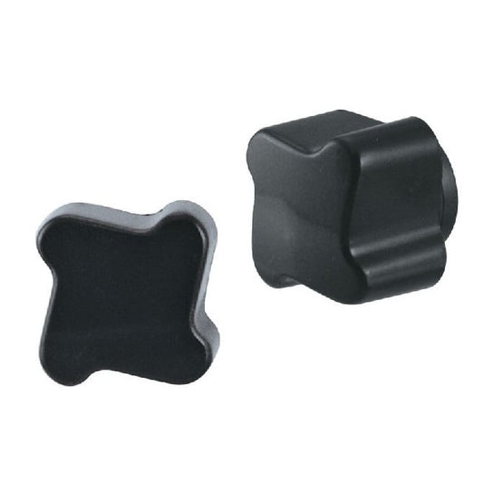 Bouton à quatre lobes 5/16-18 UNC x 50,04 x 11,9 mm - Insert en laiton thermoplastique - Noir - Femelle - MBA (Pack de 1)