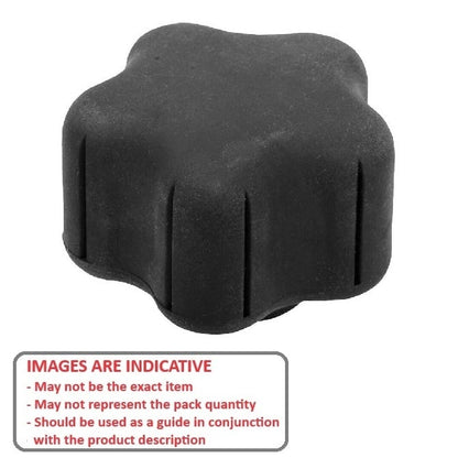 Bouton à cinq lobes 5/16-18 UNC x 48,51 x 12,7 mm - Insert en laiton plaqué thermoplastique - Noir - Femelle - MBA (Pack de 50)
