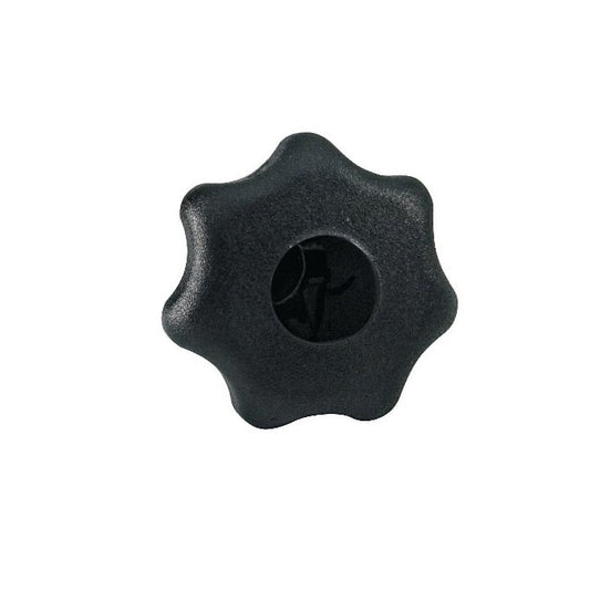 Pomello a Sette Lobi M6 x 32 mm - Inserto in Acciaio Termoplastico - Nero - Femmina - MBA (Confezione da 1)