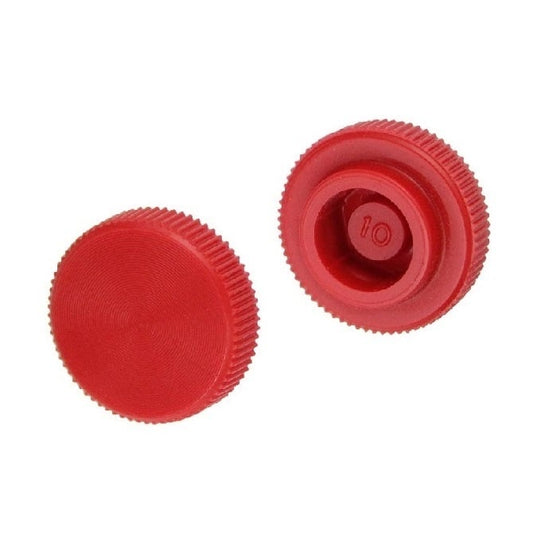 Thumb Knob    4-40 and 4-56 -  Use Own Screw x 7.94 mm  - for Cap Screw Use Own Screw Plastic - Red - Press On Cap Screw - Knurled  - MBA  (Pack of 20)