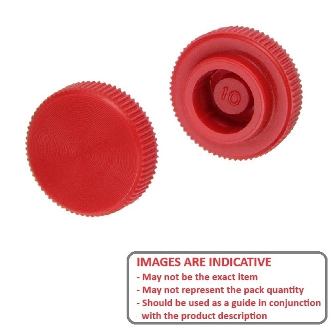 Thumb Knob    M4 - Use Own Screw x 16 mm  - for Cap Screw Use Own Screw Plastic - Red - Press On Cap Screw - Knurled  - MBA  (Pack of 1)