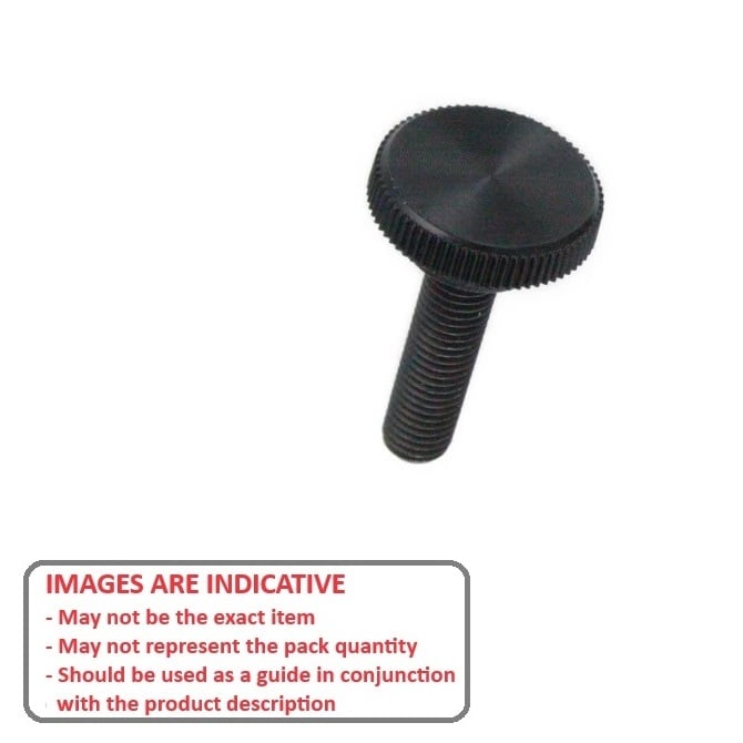 Bouton à pouce 6-32 UNC x 9,53 mm - avec vis à capuchon en plastique avec insert - Noir - Mâle - MBA (Pack de 1)