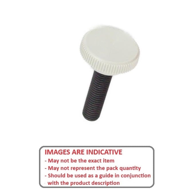 Pomello 1/4-20 UNC x 25,4 mm - con vite a testa cilindrica in plastica - Grigio - Maschio - MBA (confezione da 10)