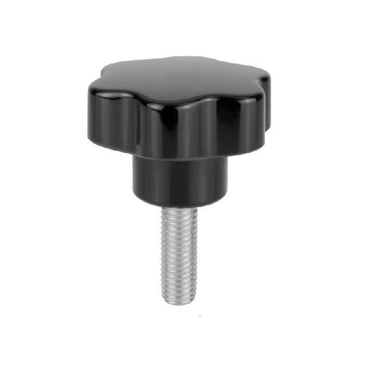 Six Lobe Knob    1/4-20 UNC x 30 x 25 mm  - 304 Stainless Insert Thermoplastic - Black - Male - MBA  (Pack of 1)