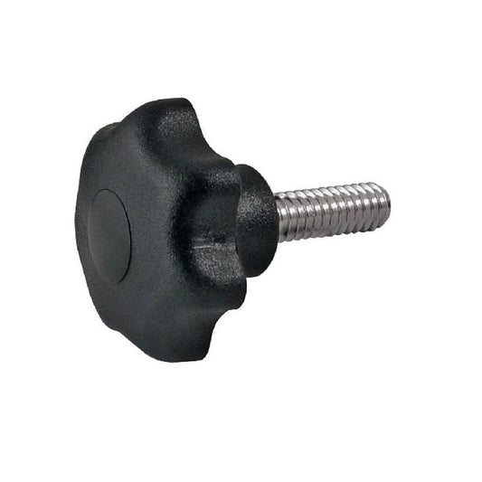 Seven Lobe Knob   10-32 UNF x 25 x 10 mm  - 304 Stainless Insert Thermoplastic - Black - Male - MBA  (Pack of 1)