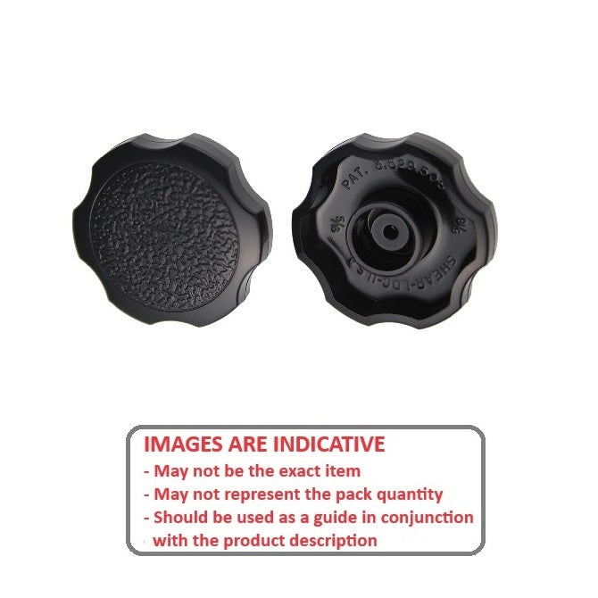 Thumb Knob    3/8 - Use Own Screw x 38.1 mm  - for Cap Screw Use Own Screw Plastic - Black - Press On Cap Screw - Rosette  - MBA  (Pack of 5)