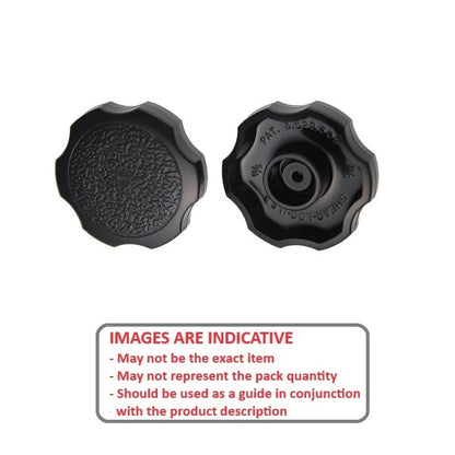 Thumb Knob    3/8 - Use Own Screw x 38.1 mm  - for Cap Screw Use Own Screw Plastic - Black - Press On Cap Screw - Rosette  - MBA  (Pack of 5)