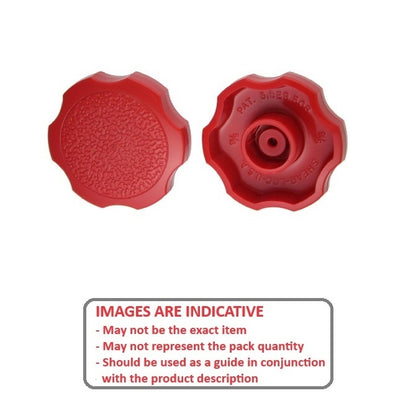 Thumb Knob    1/4 - Use Own Screw x 38.1 mm  - for Cap Screw Use Own Screw Plastic - Red - Press On Cap Screw - Rosette  - MBA  (Pack of 15)