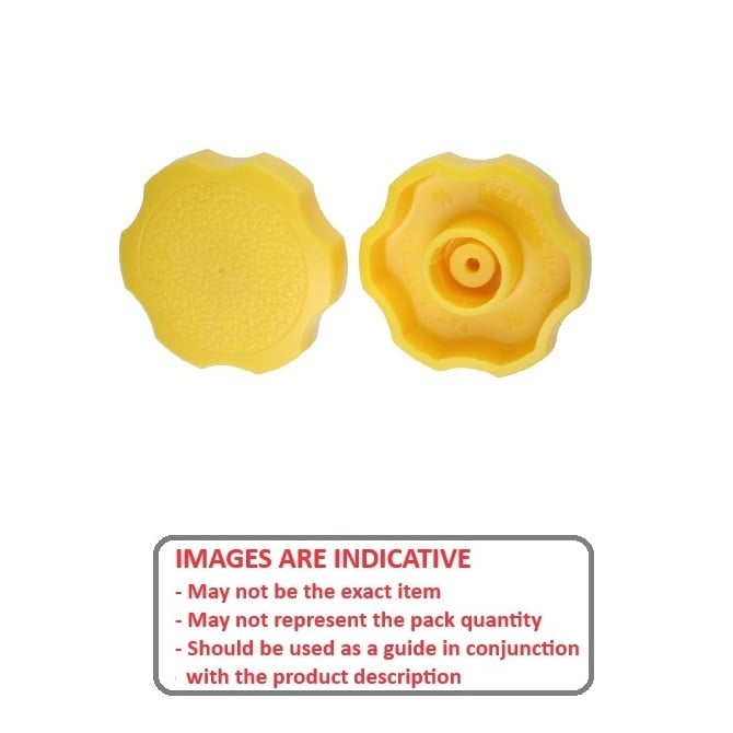 Thumb Knob    M10 - Use Own Screw x 38 mm  - for Cap Screw Use Own Screw Plastic - Yellow - Press On Cap Screw - Rosette  - MBA  (Pack of 10)