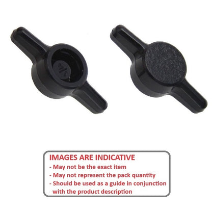 Thumb Knob    3/8  x 44.45 mm  - for Cap Screw Use Own Screw Plastic - Black - Press On Cap Screw - Tee  - MBA  (Pack of 65)