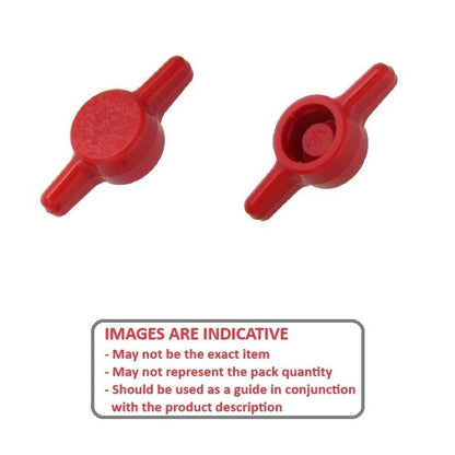 Thumb Knob    5/16 - Use Own Screw x 38.1 mm  - for Cap Screw Use Own Screw Plastic - Red - Press On Cap Screw - Tee  - MBA  (Pack of 65)