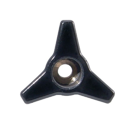 Tri Knob    1/4-20 UNC x 25.4 mm  - Brass Insert ABS Plastic - Black - Through-Hole - MBA  (Pack of 1)