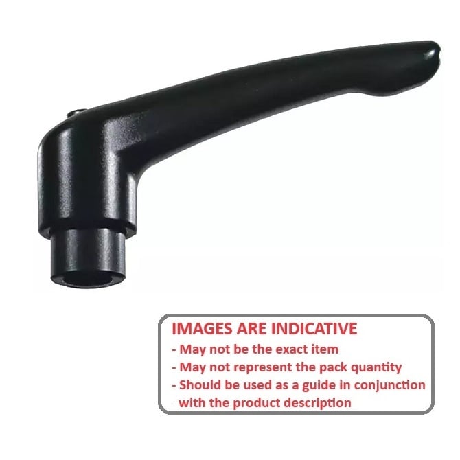 Adjustable Handle    M8x1.25 (8 mm Standard) - Powder coated Zinc x 80 mm  - Tapped and Reamed - MBA  (Pack of 1)