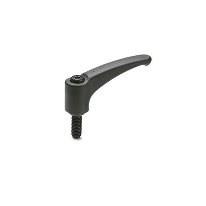 Adjustable Handle    M8 x 45 - 65  x 43 mm  - Threaded Stud Plastic and fibreglass - Black - KIPP  (Pack of 1)