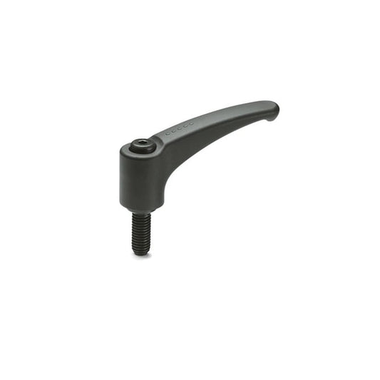 Adjustable Handle    M8 x 60 - 65  x 43 mm  - Threaded Stud Plastic and fibreglass - Black - KIPP  (Pack of 1)