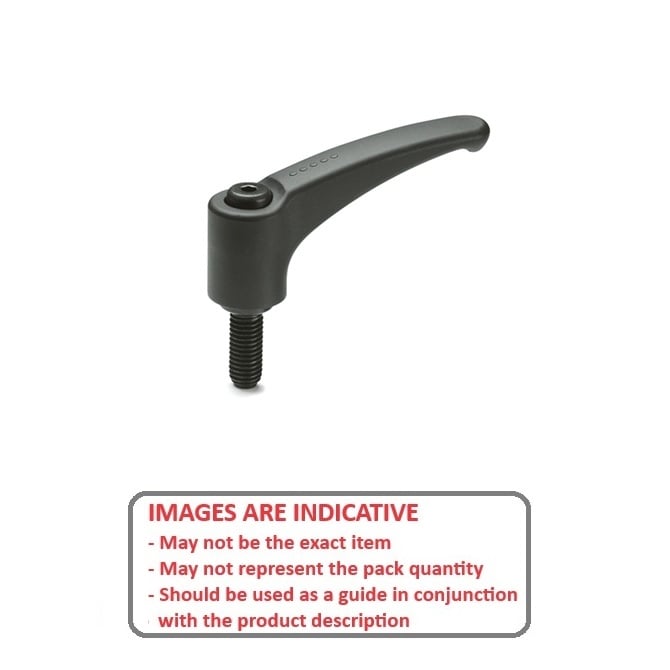 Adjustable Handle    M8 x 20 - 65  x 43 mm  - Threaded Stud Plastic and fibreglass - Black - KIPP  (Pack of 1)