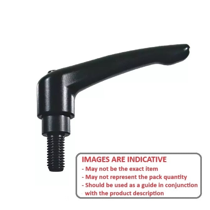 Adjustable Handle    M8 x 35 - 65  x 43 mm  - Threaded Stud Powder Coated Zinc - Black - KIPP  (Pack of 1)