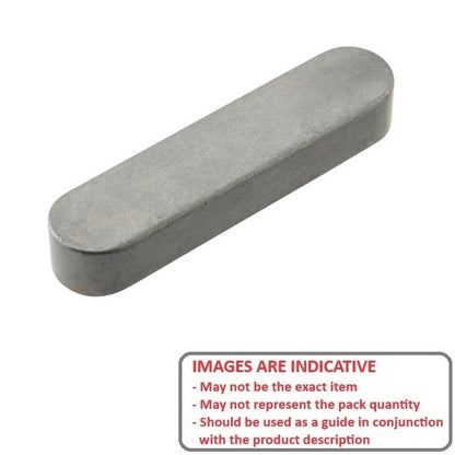 Machine Key    3 x 3 x 12 mm  - Rounded Ends Carbon Steel - Standard - ExactKey  (Pack of 50)