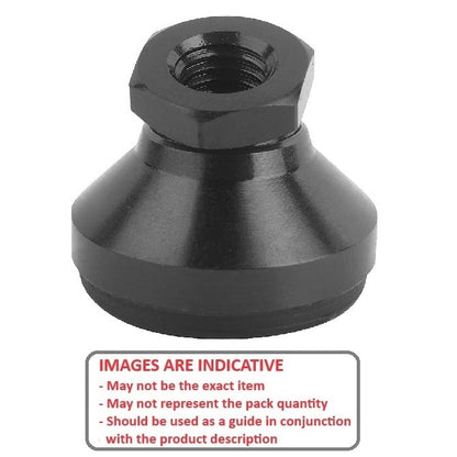 Levelling Mount    1/2-13 UNC x 47.6 x 11.2 - 1700kg  - Socket Black Chromate with Rubber Pad - MBA  (Pack of 1)