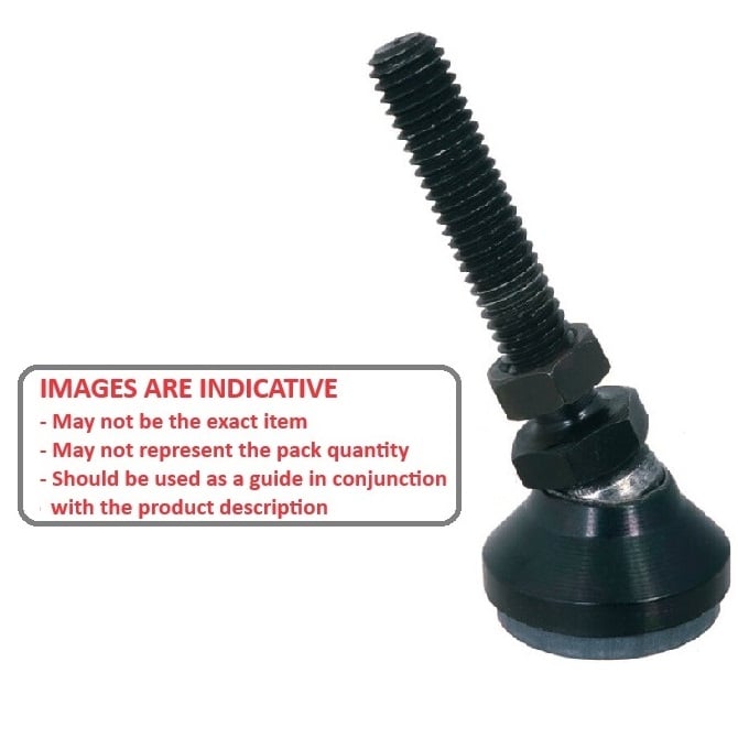 Levelling Mount    1-8 UNC x 101.6 x 108 - 7440kg  - Stud Black Chromate with Rubber Pad - Swivel - MBA  (Pack of 1)