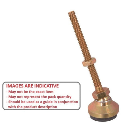 Levelling Mount    1-8 UNC x 101.6 x 108 - 7440kg  - Short Stud Gold Chromate with Rubber Pad - Swivel - MBA  (Pack of 1)