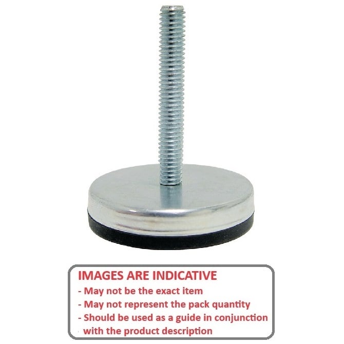 Levelling Mount    1/2-13 UNC x 81 x 101.6 - 230kg  - Long Stud Steel with Rubber Pads - MBA  (Pack of 1)