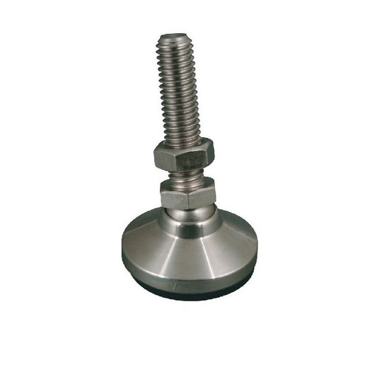 Levelling Mount    M10 x 32 x 51 - 1270kg mm  - Stud Steel Nickel Plated with Rubber Pad - Swivel Leveling - MBA  (Pack of 1)