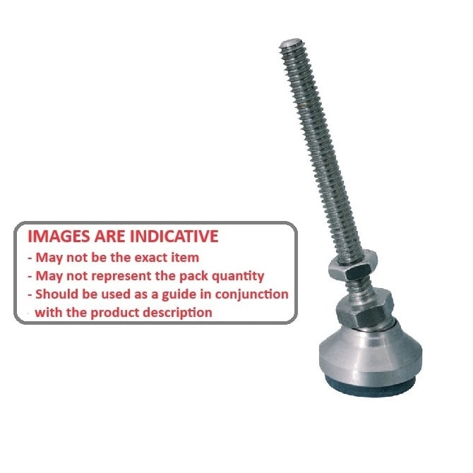 Levelling Mount    1-8 UNC x 101.6 x 108 - 7440kg  - Short Stud Stainless 303 with Rubber Pad - Swivel - MBA  (Pack of 1)
