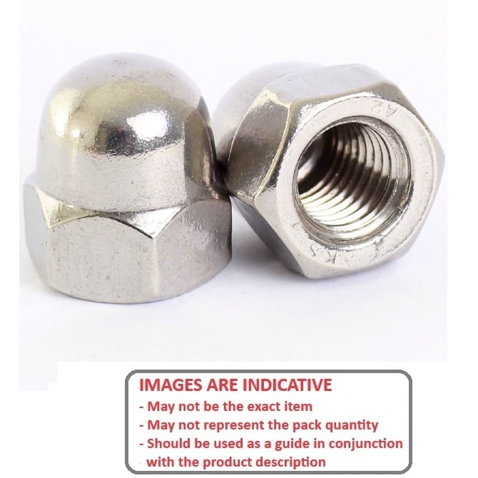 Dome Nut    M8 mm  -  Stainless 303-304 - 18-8 - A2 - MBA  (Pack of 10)