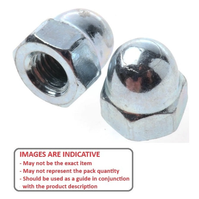 Dome Nut    M16 mm  -  Steel Chrome Plated - MBA  (Pack of 25)