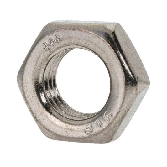 Hexagonal Nut    M12 mm  - Half Stainless 303-304 - 18-8 - A2 - MBA  (Pack of 5)