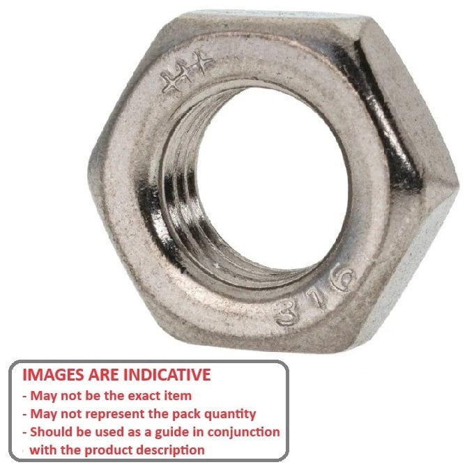 Hexagonal Nut    M12 mm  - Half Stainless 316 - A4 - MBA  (Pack of 10)
