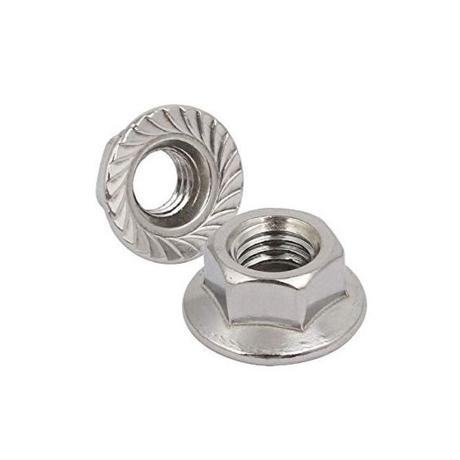 Flanged Nut    M8  - Serrated Stainless 303-304 - 18-8 - A2 - MBA  (Pack of 10)
