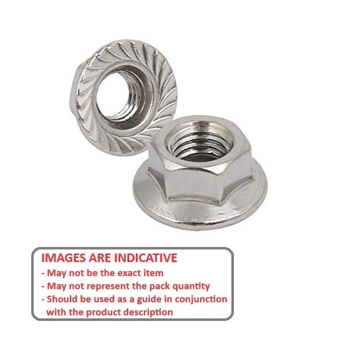 Flanged Nut 3/8-16 UNC  - Serrated Stainless 316 - A4 - MBA  (Pack of 50)