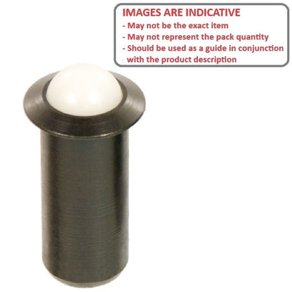 Ball Plunger    4.78 x 10 mm  - Standard Duty Stainless Body with Nylon Ball - Ball - Push Fit - MBA  (Pack of 1)