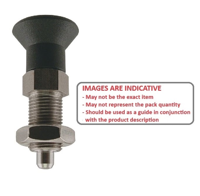 Indexing Plunger    M10x1 Fine x 43.5 mm  - Pull Knob With Nut Stainless 303 Grade - Indexing - MBA  (Pack of 1)