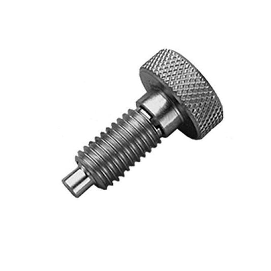 Spring Plunger   10-32 UNF x 10.2 mm  - Knurled Handle with Thread Lock Stainless - Spring - Threaded - MBA  (Pack of 1)