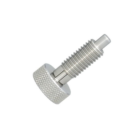 Spring Plunger    1/4-20 UNC x 10.2 mm  - Knurled Handle Locking with Thread Lock Stainless - Spring - Threaded - MBA  (Pack of 1)