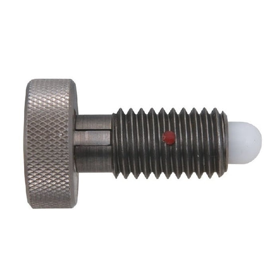 Piston à ressort 3/8-16 UNC x 19,1 mm - Poignée moletée verrouillable Corps en acier inoxydable léger avec acétal - Ressort - Fileté - MBA (Paquet de 125)