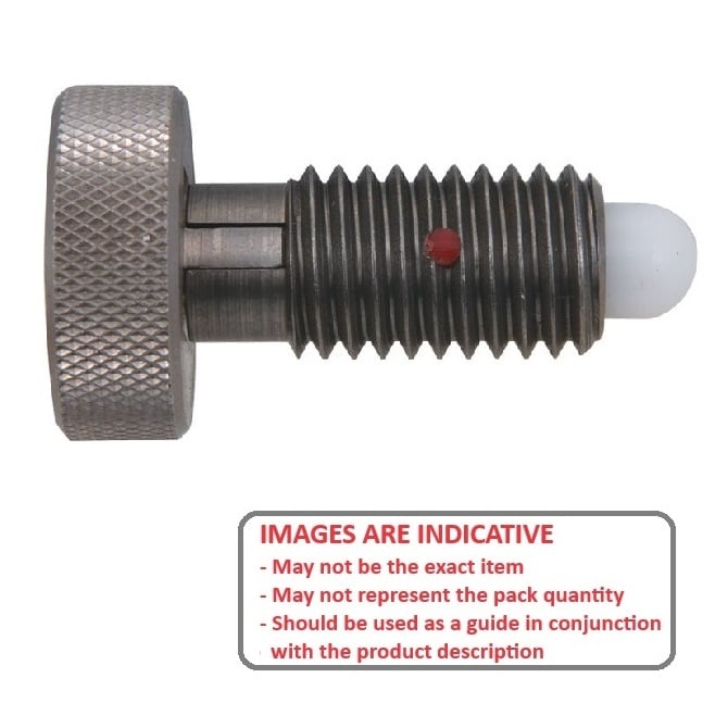 Piston à ressort 3/8-16 UNC x 19,1 mm - Poignée moletée verrouillable Corps en acier avec acétal - Ressort - Fileté - MBA (Pack de 1)