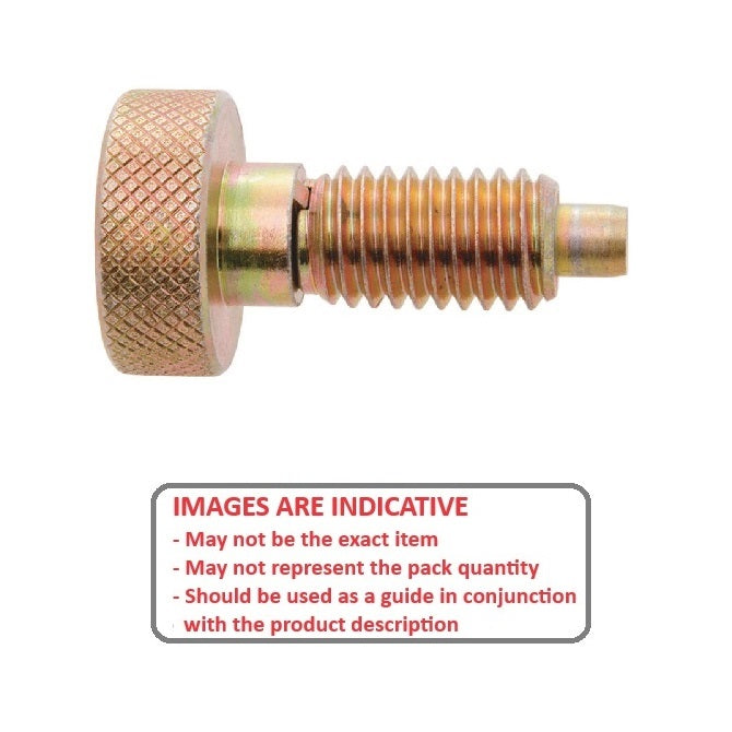 Piston à ressort 1/2-13 UNC x 19,1 mm - Poignée moletée avec frein filet en acier - Ressort - Fileté - MBA (Pack de 1)