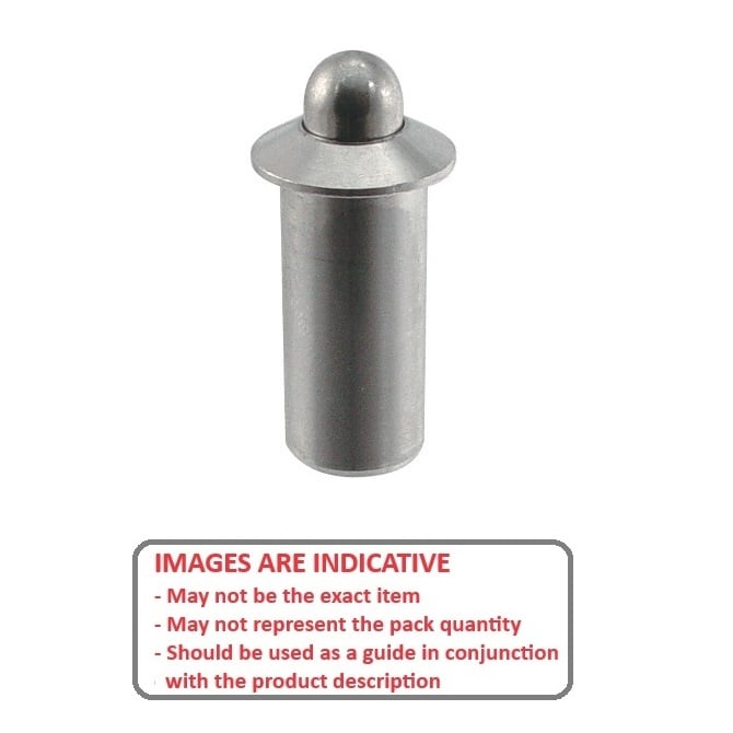 Spring Plunger    6.35 x 13.2 mm  - Light Duty Stainless - Spring - Push Fit - MBA  (Pack of 1)