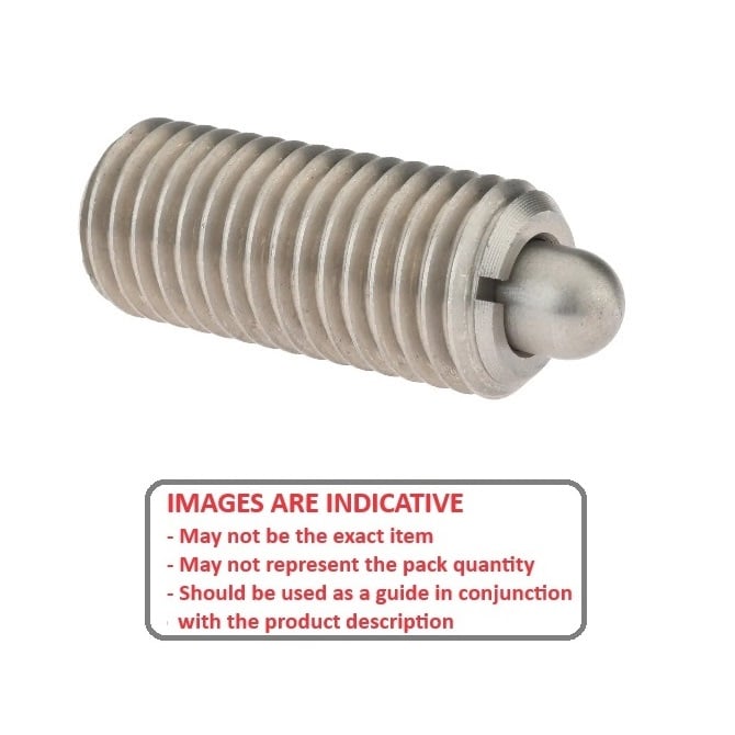 Piston à ressort 1/4-28 UNF x 14 mm – Acier inoxydable léger – Ressort – Fileté – MBA (lot de 1)