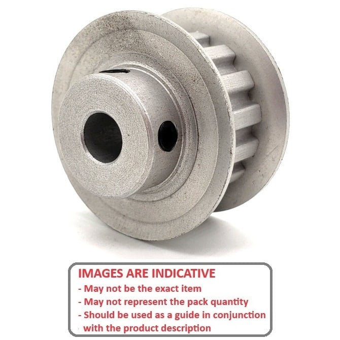 Timing Pulley   13 Tooth x 15 mm Wide - 6 mm Bore  -  Aluminium - Double Flanged - 5 mm HTD Curvelinear Pitch - MBA  (Pack of 1)